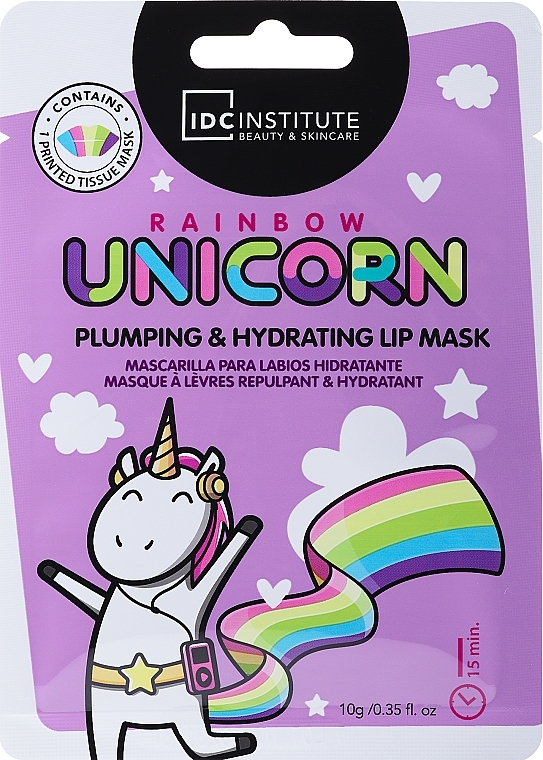 Maska do ust - IDC Institute Rainbow Unicorn Plumping & Hydrating Lip Mask — Zdjęcie N1