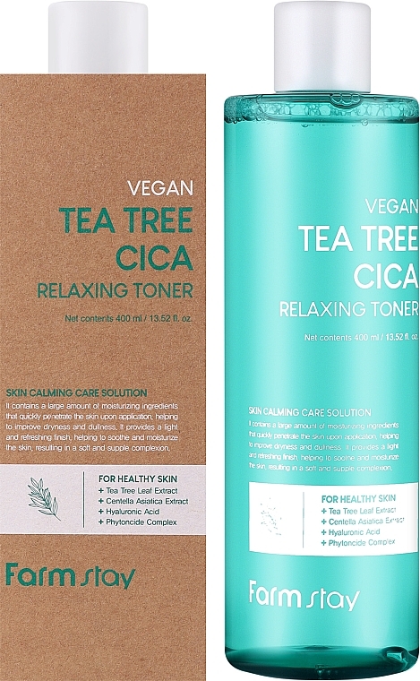 Kojący tonik z olejkiem z drzewa herbacianego - Farmstay Vegan Tea Tree Cica Relaxing Toner — Zdjęcie N2