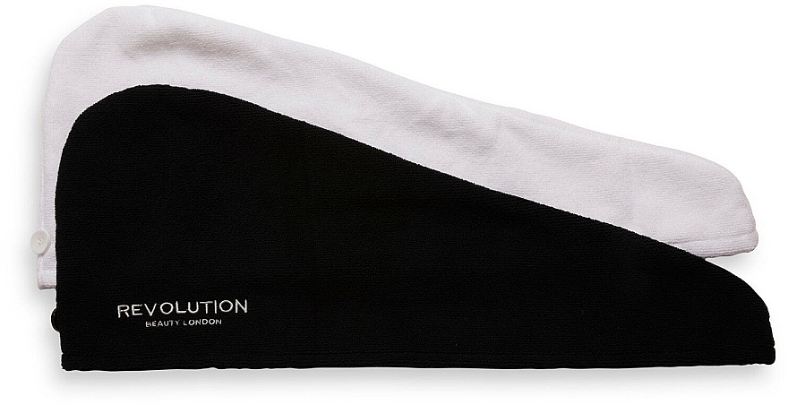Ręcznik-turban do włosów z mikrofibry, 2 szt., czarny + biały - Makeup Revolution Haircare Microfibre Hair Wrap Black & White — Zdjęcie N1