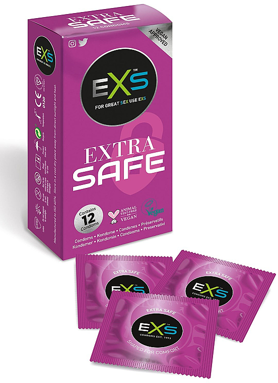 Pogrubione prezerwatywy, 12 szt. - EXS Condoms Extra Safe — Zdjęcie N1