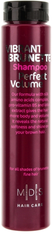 Szampon zwiększający objętość włosów farbowanych Dla brunetek - Mades Cosmetics Vibrant Brunette Perfect Volume Shampoo