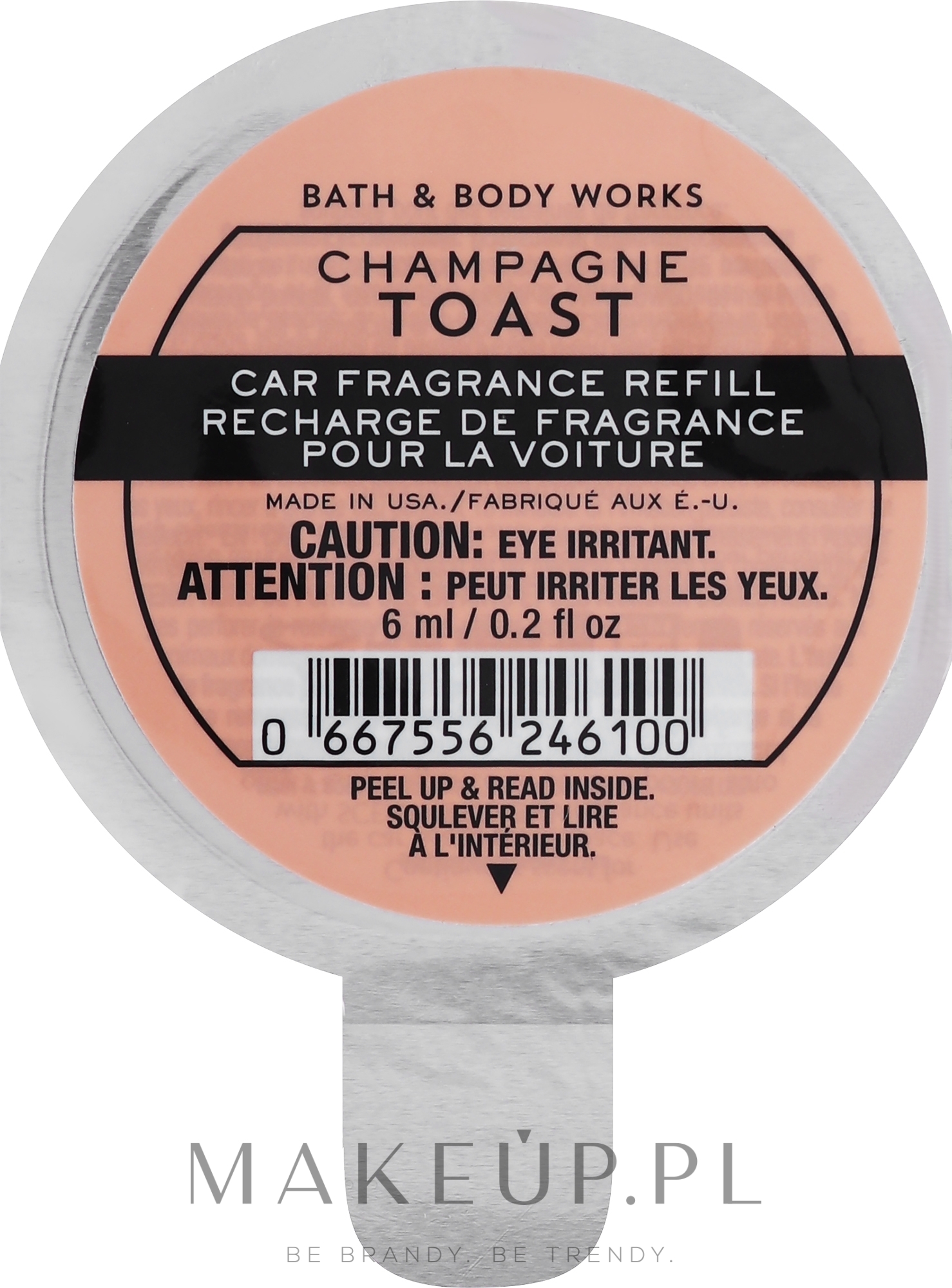 Odświeżacz powietrza do samochodu - Bath & Body Works Champagne Toast Car Fragrance Refill (wkład) — Zdjęcie 6 ml
