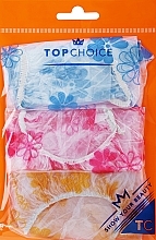 Czepek pod prysznic, 30659, 3 szt., niebieski, pomarańczowy, różowy - Top Choice — Zdjęcie N1