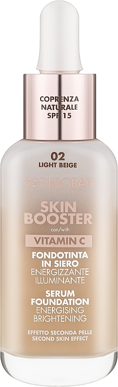 Rozświetlający podkład do twarzy z serum na bazie witaminy C - Deborah Skin Booster Serum Foundation Vitamin C SPF15 — Zdjęcie N1