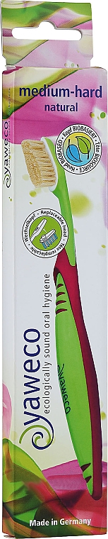 Szczoteczka do zębów z wymiennym włosiem, różowo-zielona - Yaweco  — Zdjęcie N1