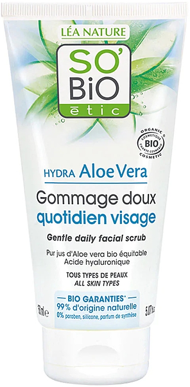 Delikatny peeling do twarzy z aloesem - So'Bio Etic Hydra Aloe Vera Gentle Facial Scrub — Zdjęcie N1