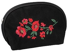 Kosmetyczka Suede, 96303, czarna w czerwone kwiaty - Top Choice — Zdjęcie N1