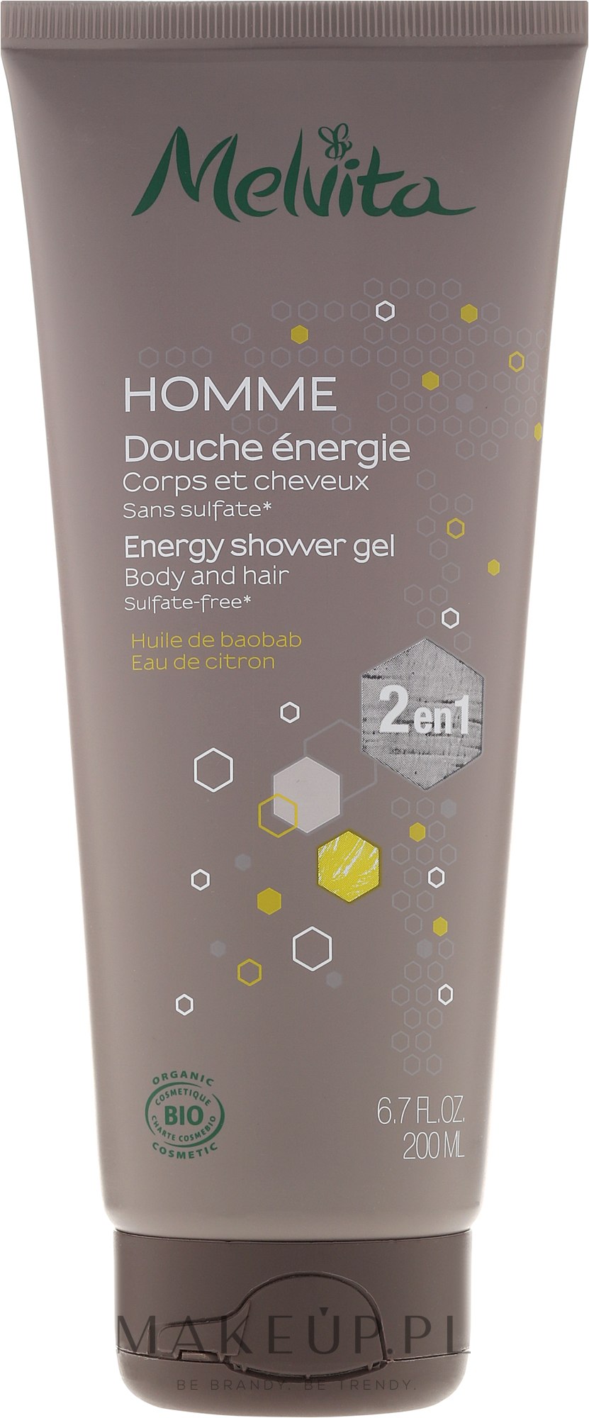 Szampon i żel pod prysznic 2 w 1 dla mężczyzn - Melvita Homme Body And Hair 2 In 1 Energy Shower Gel — Zdjęcie 200 ml
