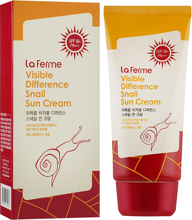 Krem przeciwsłoneczny ze śluzem ślimaka SPF50+ - Farmstay Visible Difference Snail Sun Cream
