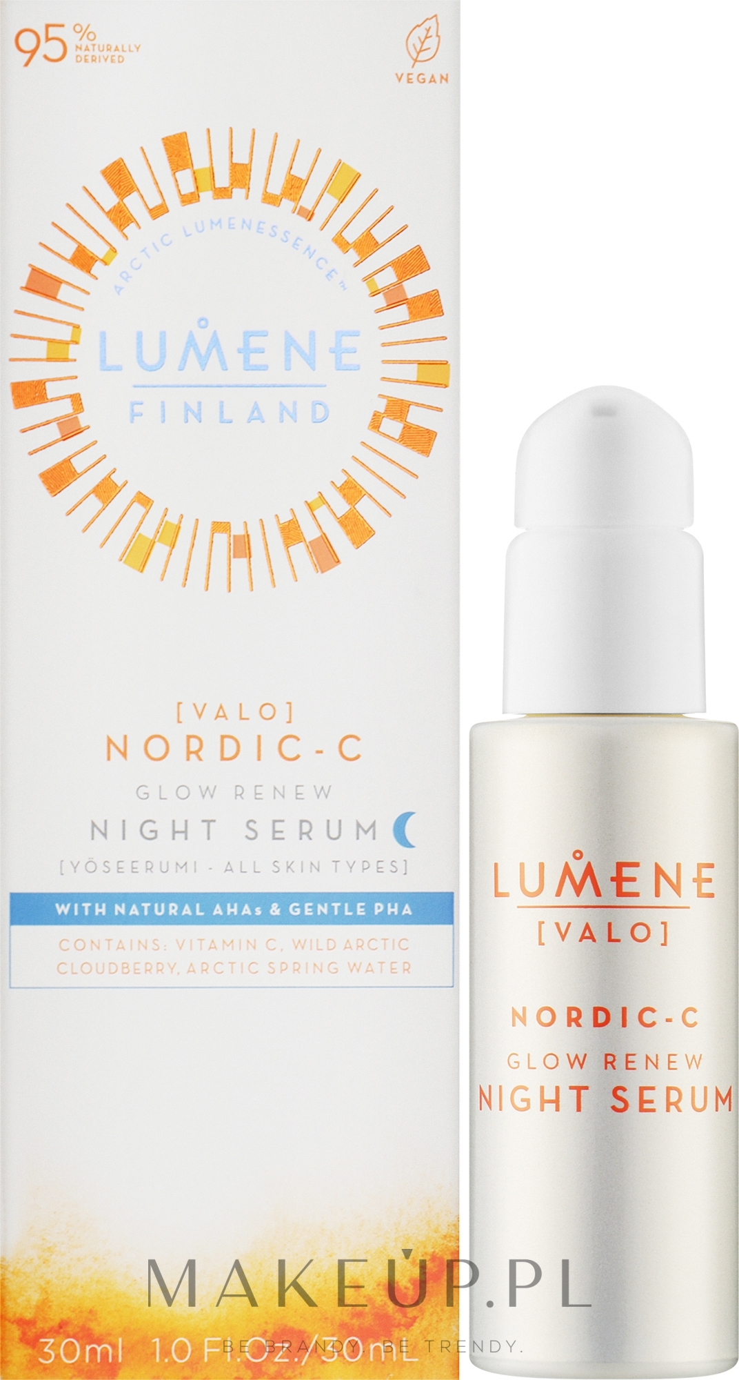 Rozświetlające serum do twarzy na noc - Lumene Valo Nordic-C Glow Renew Night Serum — Zdjęcie 30 ml