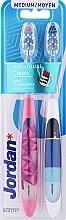 Kup Szczoteczki do zębów, średnie, biała z niebieskim + różowa ze wzorem - Jordan Individual Clean Medium