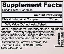 Kwas fulwowy - Jarrow Formulas Shilajit Fulvic Acid Complex, 250 mg — Zdjęcie N4