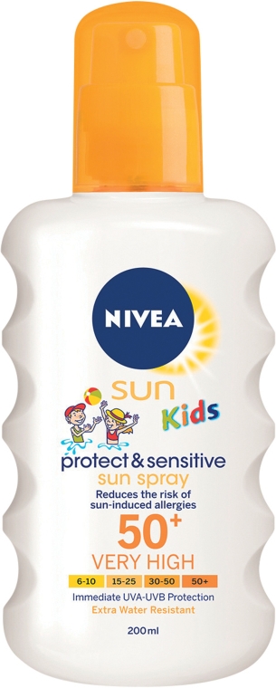 Przeciwsłoneczny spray do opalania dla dzieci SPF 50+ - NIVEA Sun Kids Protect & Sensitive Spray — Zdjęcie N1