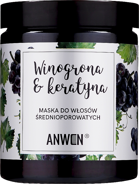 Maska do włosów średnioporowatych Winogrona i keratyna - Anwen