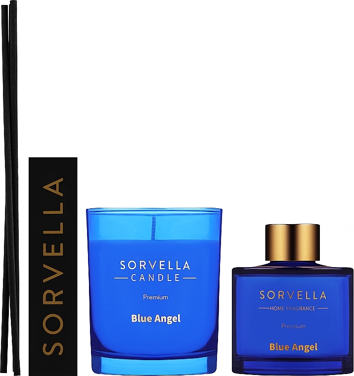 Zestaw podróżny - Sorvella Perfume Home Fragrance Blue Angel (aroma diffuser/120ml + candle/170g) — Zdjęcie N2