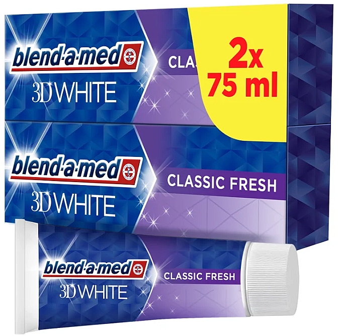 Zestaw - Blend-A-Med 3D White Classic Fresh (toothpaste/2*75ml) — Zdjęcie N1