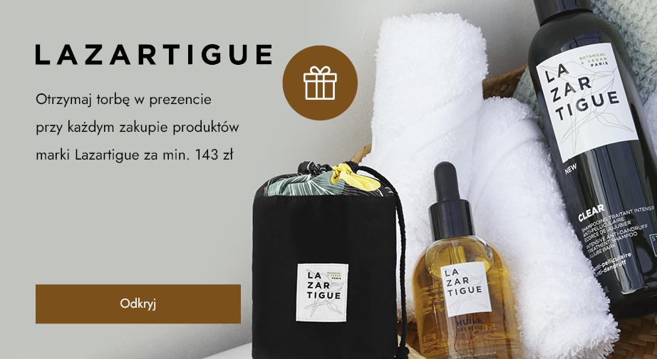 Kupując produkty Lazartigue za min. 143 zł, otrzymaj w prezencie torbę i wybierz bezpłatną próbkę.