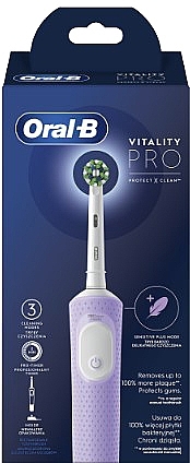 Elektryczna szczoteczka do zębów, fioletowa - Oral-B Vitality Pro x Clean Violet — Zdjęcie N2