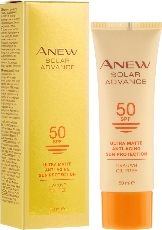 Odmładzający krem koloryzująco-ochronny do twarzy SPF 50 - Avon Anew Solar Advance Ultra-Matte Anti-Aging Sun Protector Tinted Cream