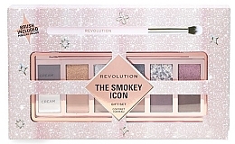 Zestaw - Makeup Revolution The Smokey Icon Shadow Gift Set (eye/palette/1pcs + eye/brush/1pcs) — Zdjęcie N1