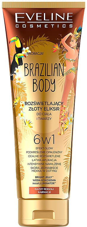 Złoty eliksir do ciała i twarzy, rozświetlający - Eveline Cosmetics Brazilian Body — Zdjęcie N3