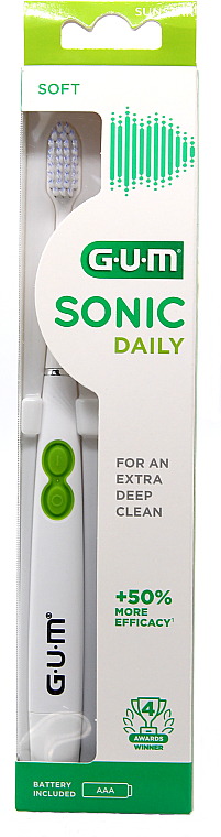 Soniczna szczoteczka do zębów, miękka, biała - G.U.M Sonic Daily — Zdjęcie N1
