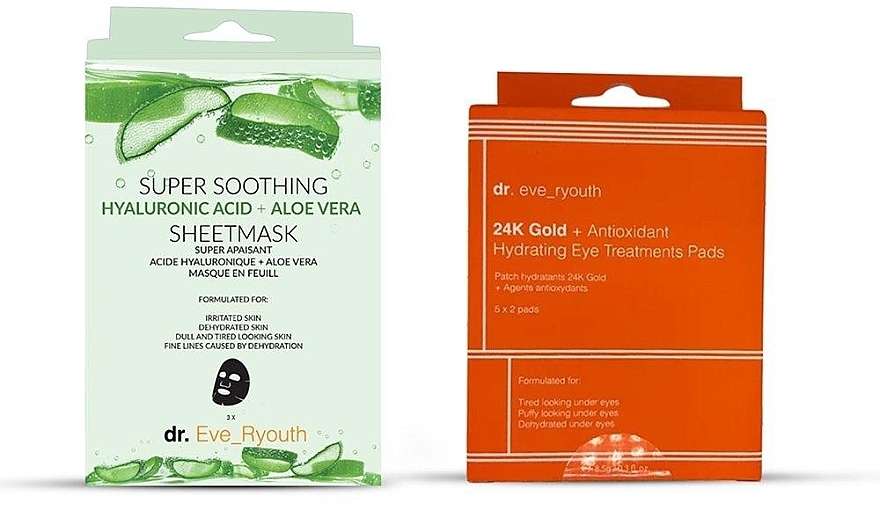 Zestaw - Dr. Eve_Ryouth Super Soothing + 24K Gold + Antioxidant (f/mask/3pcs+eye/patch/5pcs) — Zdjęcie N1