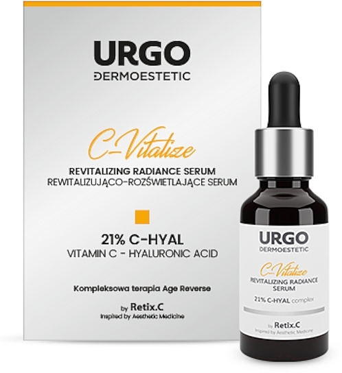 Rewitalizujące i rozświetlające serum do twarzy z witaminą C - Urgo Dermoestetic C-Vitalize Revitalizing Radiance Serum 21% C-Hyal — Zdjęcie N1