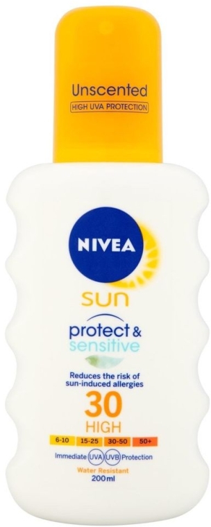 Przeciwsłoneczny spray do opalania SPF 30 - NIVEA Sun Protect & Sensitive Spray — Zdjęcie N1