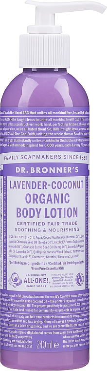 Balsam do rąk i ciała Lawenda i kokos - Dr Bronner’s Lavender & Coconut Organic Hand & Body Lotion — Zdjęcie N1