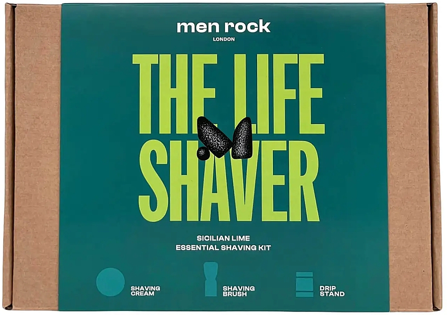 Zestaw - Men Rock The Life Shaver Sicilian Lime Kit (sh/cr/100ml + sh/br/1pcs + stand/1pcs) — Zdjęcie N1