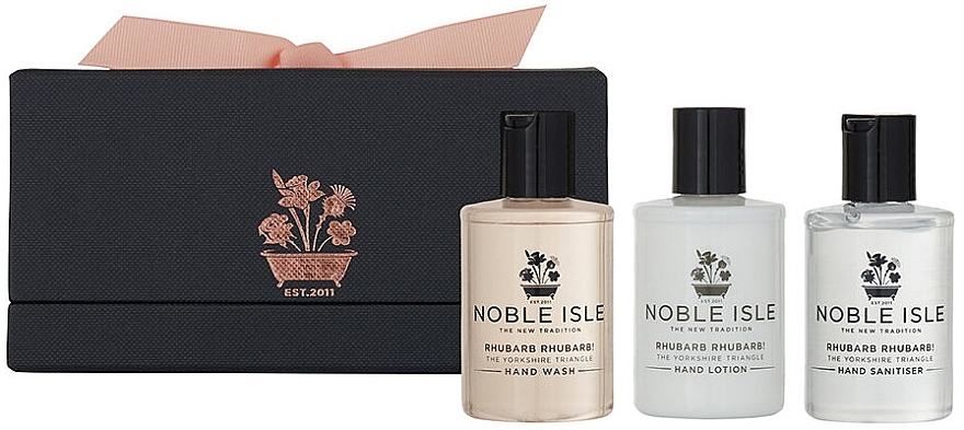 PRZECENA! Noble Isle Rhubarb Rhubarb Hand Care Trio - Zestaw (h/wash 75 ml + h/lot 75 ml + h/san 75 ml) * — Zdjęcie N2