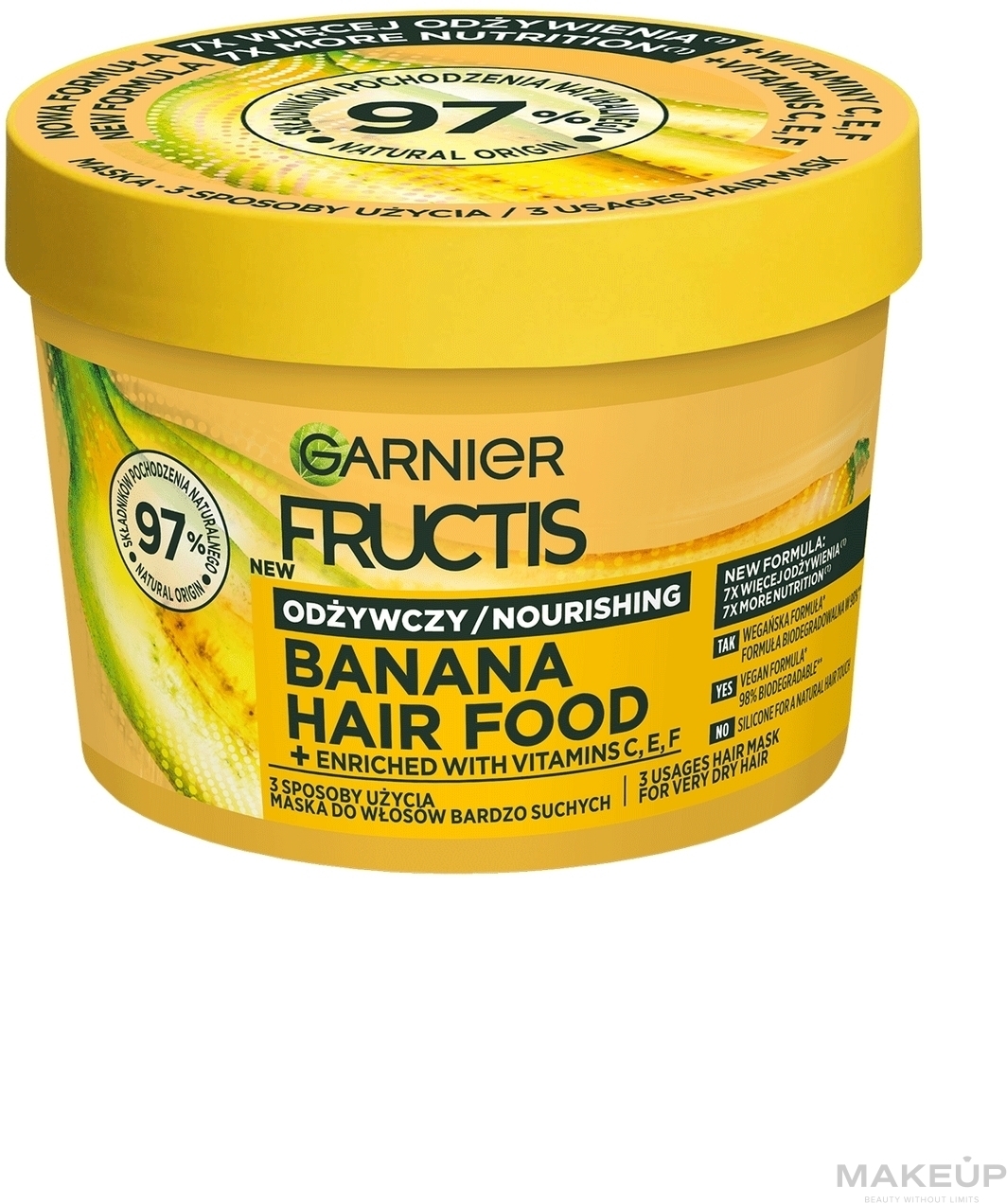 Garnier Fructis Banana Hair Food - Odżywcza maska do włosów bardzo suchych — Zdjęcie 400 ml