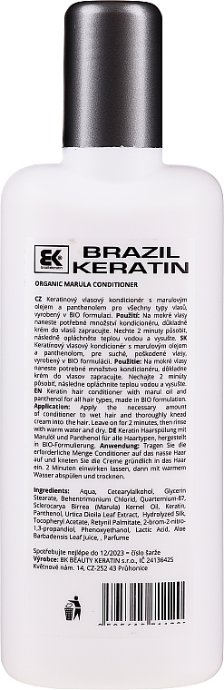 Wzmacniająca odżywka do włosów z olejem marula - Brazil Keratin BIO Marula Organic Conditioner — Zdjęcie N4