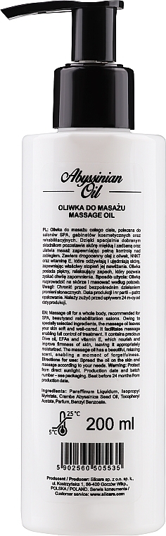 Olej abisyński do masażu ciała - Silcare Quin Abyssinian Oil Limited Edition — Zdjęcie N2