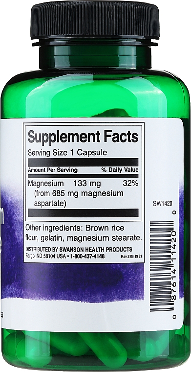 Suplement diety Asparat Magnezu, 685 mg, 90 szt. - Swanson Magnesium Aspartate — Zdjęcie N2