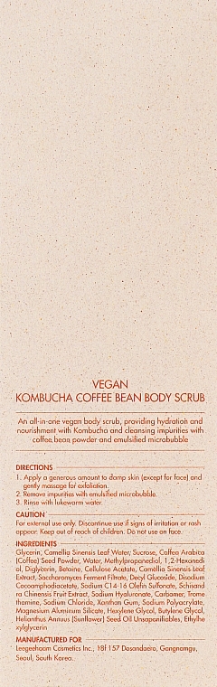 Wegański peeling do ciała - Dr. Ceuracle Vegan Kombucha Coffee Bean Body Scrub  — Zdjęcie N3
