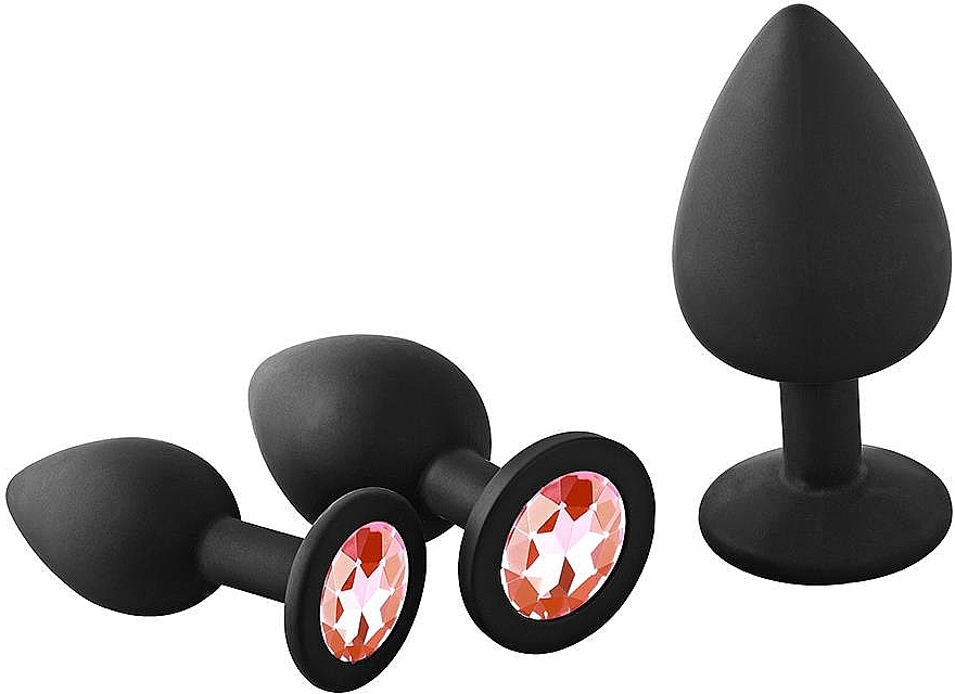 Zestaw korków analnych z czerwonym kamieniem, 3 szt. - Dream Toys Fantasstic Anal Training Kit Red Stone — Zdjęcie N2