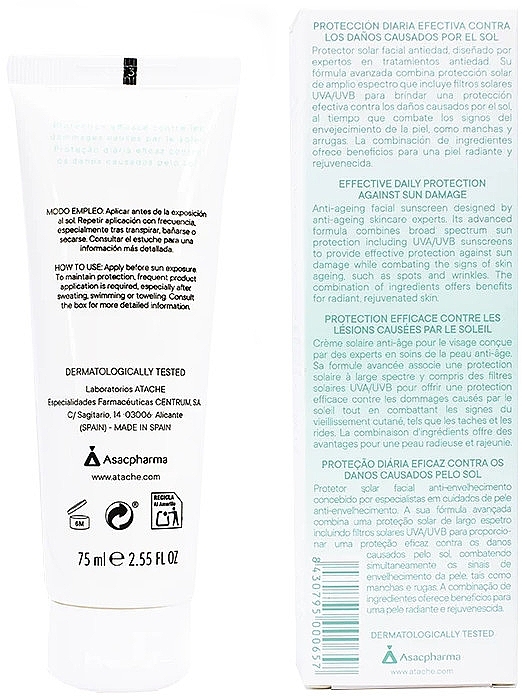 Przeciwstarzeniowy krem do twarzy z filtrem przeciwsłonecznym - Atache Be Sun Anti-Ageing Cream Spf 50 — Zdjęcie N2