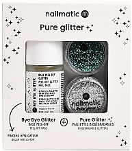Zestaw - Nailmatic Pure Glitter Turquoise/Silver Glitter (base/8ml + glitter/2pcs + brush) — Zdjęcie N1