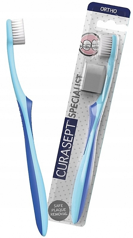 Szczoteczka do zębów do aparatów ortodontycznych, niebieska z czerwonym wzorem - Curaprox Curasept Specialist Ortho Toothbrush — Zdjęcie N2