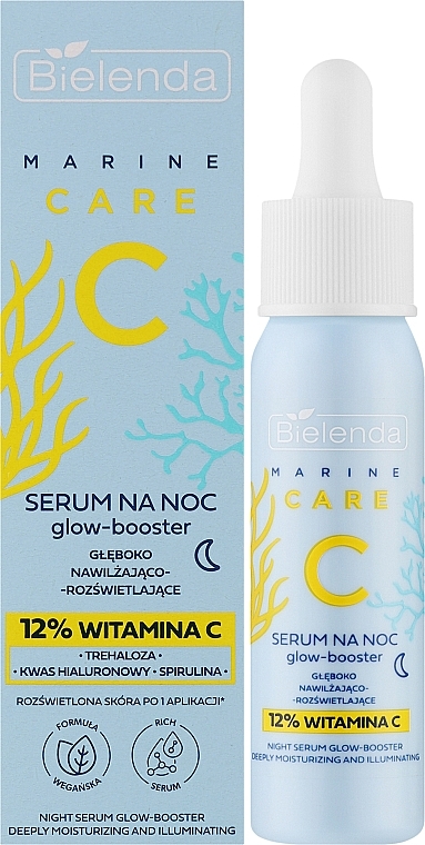 Głęboko nawilżająco-rozświetlające serum na noc z witaminą C - Bielenda C Marine Care Night Serum Glow-Booster Deeply Moisturizing And Illuminating — Zdjęcie N2