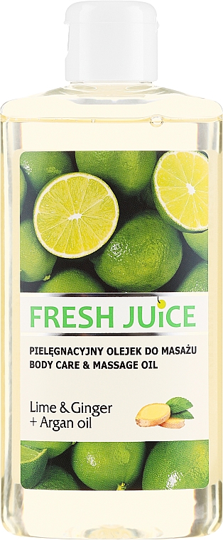 Olejek do pielęgnacji i masażu ciała Limonka, imbir i olej arganowy - Fresh Juice Energy Lime&Ginger+Argan Oil