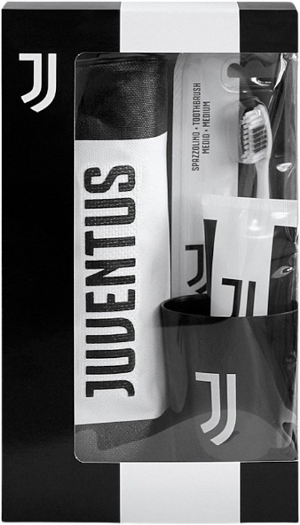 Zestaw - Naturaverde Football Teams Juventus Oral Care Set (toothbrush/1pc + toothpaste/75ml + acc/2pcs) — Zdjęcie N1