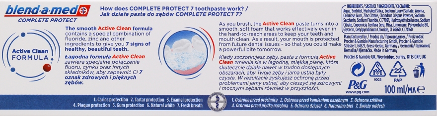 Pasta do zębów - Blend-a-med Complete Protect 7 Original — Zdjęcie N3