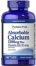 Suplement diety Wapń z witaminą D3 - Puritan's Pride Absorbable Calcium 1200 mg Plus Vitamin D3 2,5 mg — Zdjęcie N1