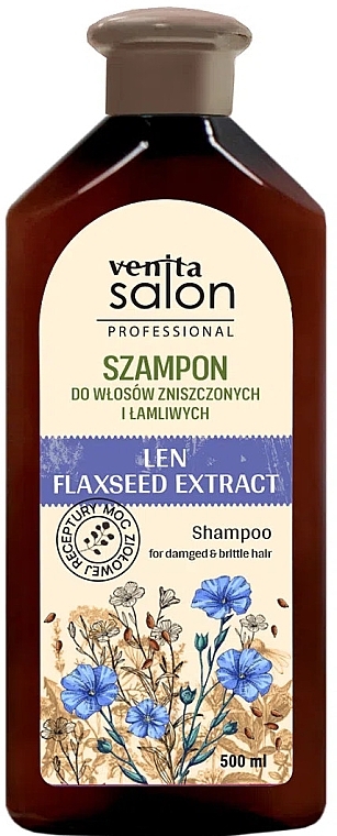 Szampon do włosów zniszczonych i łamliwych - Venita Salon Professional Len Extract — Zdjęcie N1