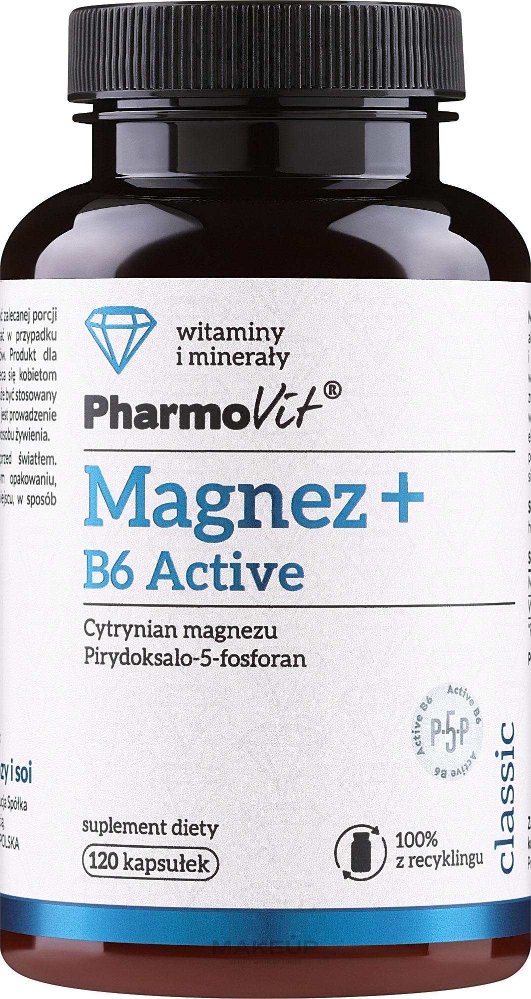 Suplement diety Magnez + Witamina B6 - PharmoVit Classic Magnesium + B6 Active — Zdjęcie 120 szt.