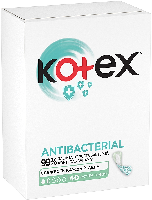 Wkładki higieniczne Bardzo cienkie, 40 szt. - Kotex Antibac Extra Thin