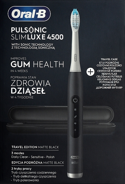 Elektryczna szczoteczka do zębów, czarna - Oral-B Braun Pulsonic Slim Luxe 4500 — Zdjęcie N1